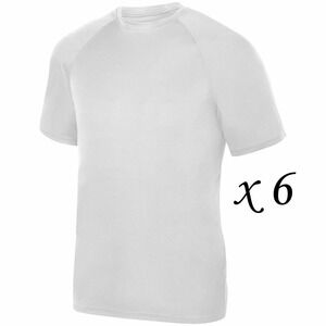 LOT 6 Augusta Sportswear 100% Polyester Attain Wicking Raglan Sleeves Tshirts Sm